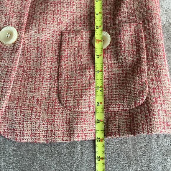 J Jill Women’s Blazer 14 Red Plaid Tweed Cropped Big Buttons Preppy Y2K Large - Picture 7 of 8